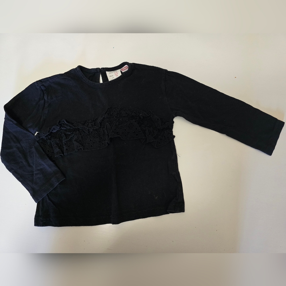 Black Long Sleeve Top with Lace Detail